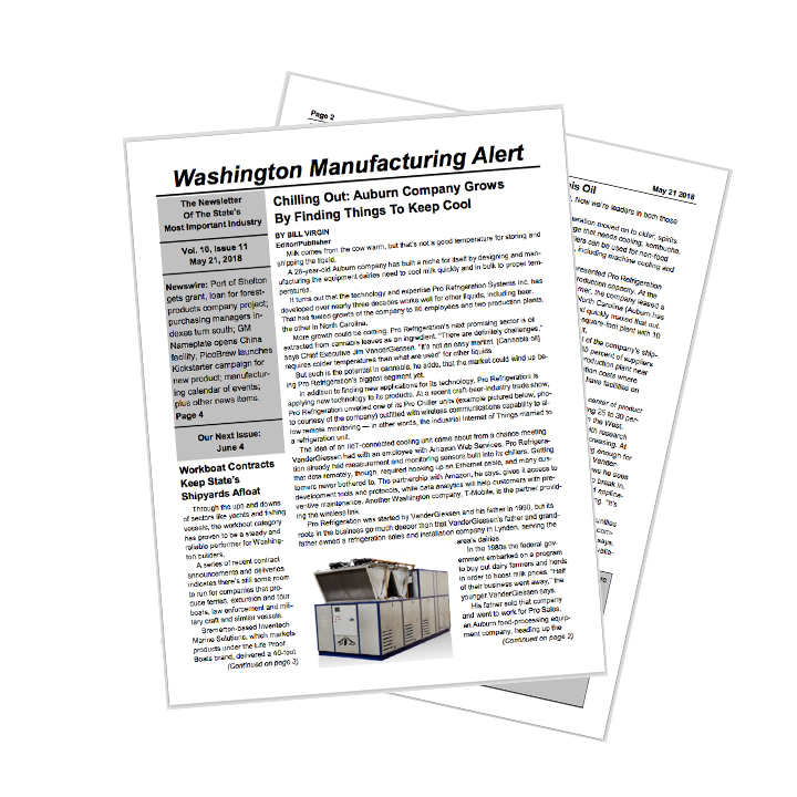 Chilling Out: Pro Refrigeration featured in Washington Manufacturing Alert